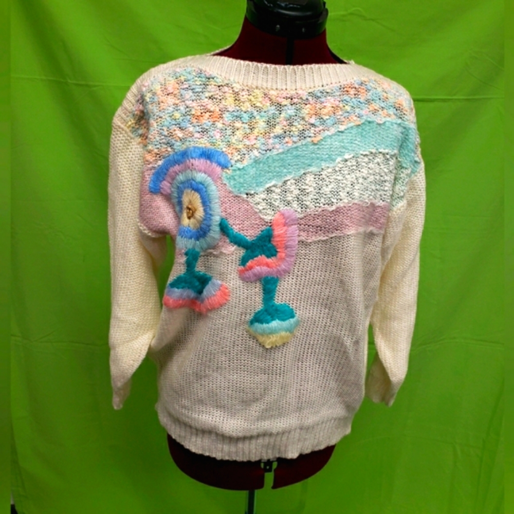 Authentic 1980s pastel sweater - size M  - Basket of Yarn